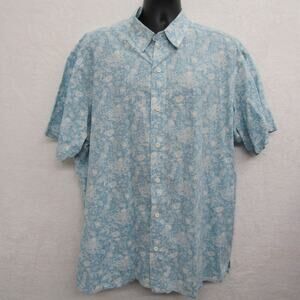 Mens Buttons Shirt XL Blue Short Sleeve 100% Cotton